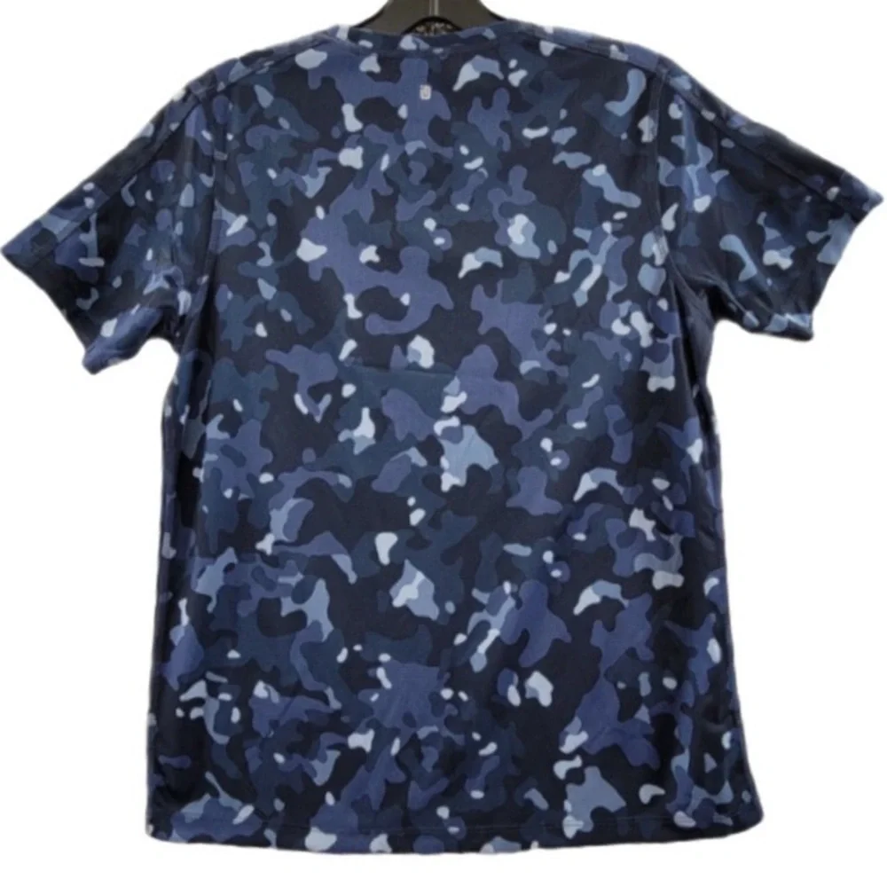 ID Ideology Indigo Sea Blue Camo Athletic Tee Boys Size Large NWT
